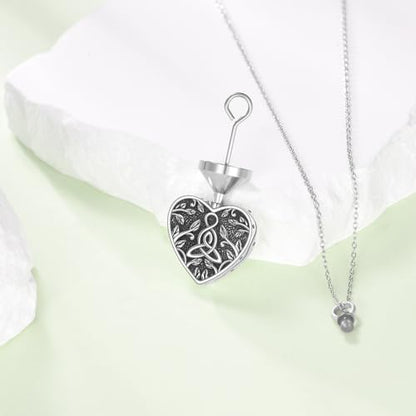 Tree of Life Urn Necklace for Ashes, S925 Sterling Silver Hummingbird/Cross/Love Heart Pendant Cremation Jewelry with Funnel Filler Memorial Keepsake Gifts for Women Men - color: Celtic Knot Urn Necklace
