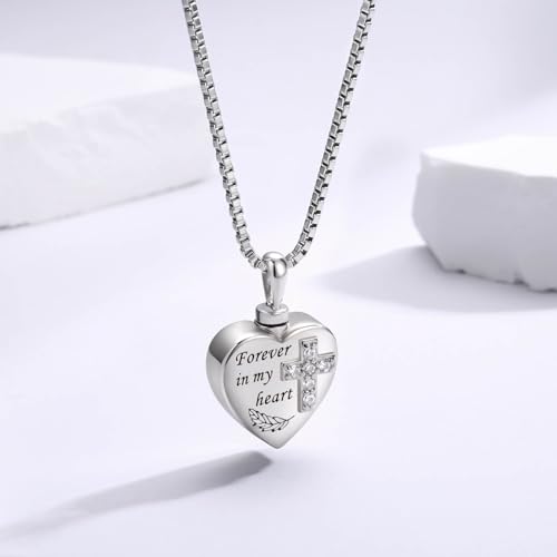 925 Sterling Silver Urn Charms for Ashes Bracelets for Women Cremation Gift | Urn Charms for Loved Ones, Memorial Keepsake Bead Pendant, Cremation Jewelry for Ashes - style: Necklace-Cross