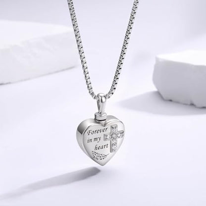 925 Sterling Silver Urn Charms for Ashes Bracelets for Women Cremation Gift | Urn Charms for Loved Ones, Memorial Keepsake Bead Pendant, Cremation Jewelry for Ashes - style: Necklace-Cross