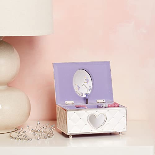 Lenox Childhood Memories Musical Unicorn Jewelry Box | silverplate over stamped steel | wind-up musical unicorn design | keepsake jewelry organizer, gift for women - style: Unicorn