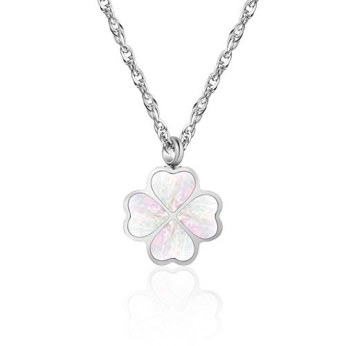XIUDA Four Leaf Clover Urn Necklace for Ashes for Women Memorial Cremation Jewelry for Ashes Keepsake Ash Necklace Pendent - color: Silver