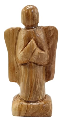 Zuluf Olive Wood Faceless Praying Angel Statue 4.3" – Hand Carved Guardian Angel from Bethlehem – Catholic Tabletop Decor – Christian Memorial & Sympathy Comfort Gift - color: 4.3" Praying Angel Figurine