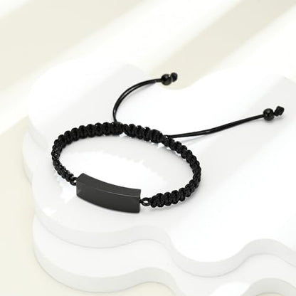 Cuban block Urn Bracelet for Ashes Cremation Jewelry Stainless Steel Memorial Locket Keepsakes Jewelry Braided rope Urns Bracelet for Men Gifts - color: Black