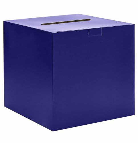 SietDESEO Blue Card Box for Party 9.8" x 9.8" Large Gift Card Box Holder for Wedding Reception Baby Shower Birthday Graduation Card Box - color: BLUE CARD BOX, size: 9.8 X 9.8 X 9.8 INCH