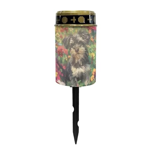 Schnauzer Personalized Solar Outdoor Lights for Dog Pet Memorial Solar Lights Warterproof Cemetery Decorations for Grave Automatic Solar Light Sympathy Gifts - color: Schnauzer