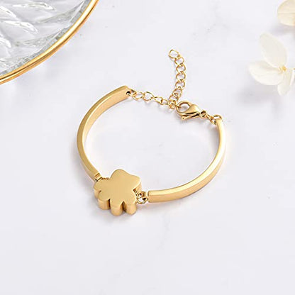 XSMZB Cremation Bracelet for Ashes - Paw Print Cremation Jewelry Pet Dog Cat Stainless Steel Keepsake Memorial Urn Bangle - color: Gold