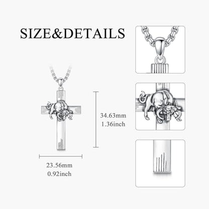 PROESS Cross Necklace for Women Men Sterling Silver Rose/Sunflower Cross Pendant Religious Jewelry Christmas Birthday Mothers' Day Gifts - color: 01-05-Taurus