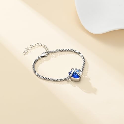 Cremation Jewelry Heart Urn Bracelet for Human Ashes for Women Men Memorial Keepsake Link Bracelet - color: Customize