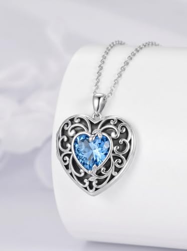 Poiuy Photo Locket Necklace for Women, Heart Picture Pendant Photo Necklace Jewelry Christmas Memorial Birthday Gifts for Women Daughter Mom - color: Filigree Crystal Locket Necklace