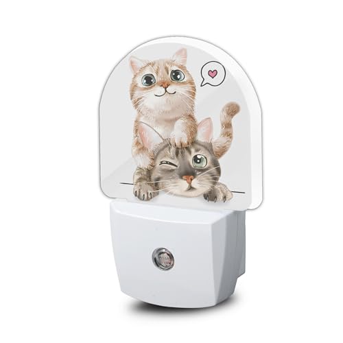 Cute Cat Night Light, Night Light Plug into Wall with Dusk to Dawn Sensor, LED Lamp Energy Saving Lights for Men Women Boys Girls,Lamp for Bedroom Bathroom Hallway - color: Cute Cat
