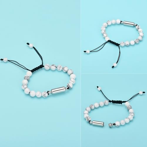 Hearbeingt Cremation Jewelry Urn Bracelet for Ashes Braided Rope Beads - color: White-Always in my heart