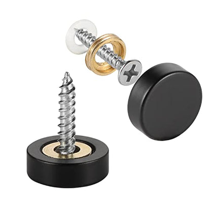 20 PCS Screw Covers Caps (Solid Brass Construction) Mirror Screws Fasteners, Sign Advertising Hardware, 3/5" Diameter, Black - color: Black (20 PCS)