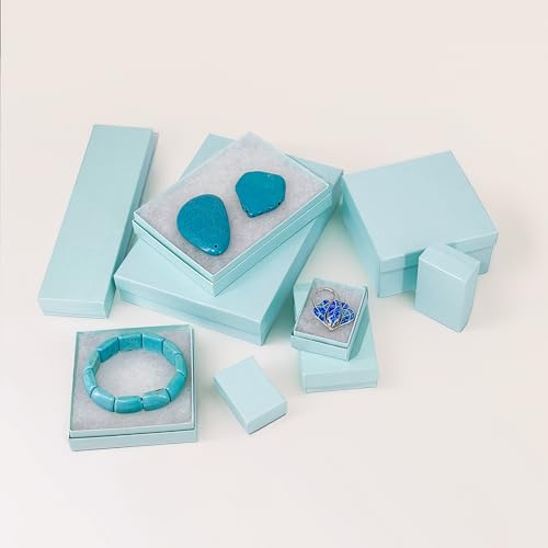 TheDisplayGuys 100 Cardboard Jewelry Gift Boxes with Inserts - Turquoise - color: Pearl Teal, size: 1 Count (Pack of 100)