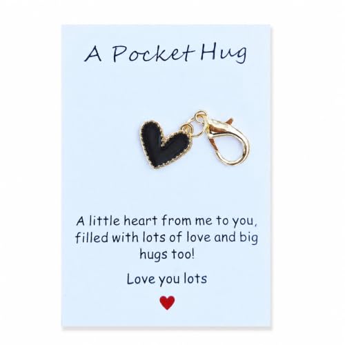 YOJO Pocket Hug Keychain, Love Keychain with Positive Affirmation Card, Emotional Support, Inspirational Gift - color: Black