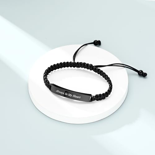 Imrsanl Cremation Jewelry Urn Bracelet for Ashes - Braided Adjustable Bracelet for Men Women - Manmade Urn Jewelry - color: Black-Always in My Heart
