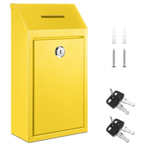 Yaocom Metal Money Box,Yellow,10.24 x 5.71 x 2.95 Inch,No Lid - color: Yellow, size: 10.24 x 5.71 x 2.95 Inch, style: No Lid