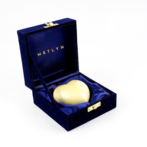 Small Heart Urn for Ashes Adult Male in Brass - Classic Mini Cremation Urn for Human Ashes with Velvet Box & Stand - Loving Tribute Keepsake for Man, Women, Pet or Infant (Yellow) - color: Yellow