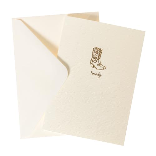 Graphique Cowgirl Boots Cards, Pack of 10 Cards with Envelopes, All Occasion Greetings, Blank Inside, Gold Foil Embossing, La Petite Press Collection Boxed Set, 3.25" x 4.75" - color: Cowgirl Boots