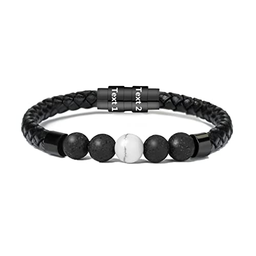 shajwo Cremation Jewelry Lava Stone Urn Bracelet for Ashes for Women Men Chakra Healing Balancing Genuine Leather Memorial Bracelets - color: Customize