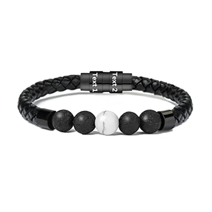 shajwo Cremation Jewelry Lava Stone Urn Bracelet for Ashes for Women Men Chakra Healing Balancing Genuine Leather Memorial Bracelets - color: Customize
