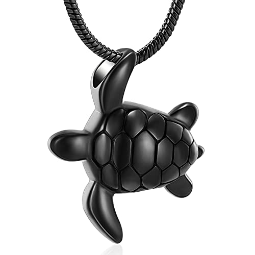 Imrsanl Sea Turtle Cremation Jewelry for Ashes Urn Necklace of Loved One | Memorial Urns Pendant, Funeral Keepsake for Human Pets, Ashes Necklace for Women Men - color: Black