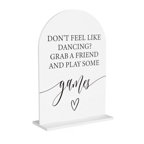 Dont Feel Like Dancing Sign Wedding Games Table Sign Engagement Bridal Shower Baby Shower Ceremony Reception Event Party Acrylic Decor 5"x7" - color: Games
