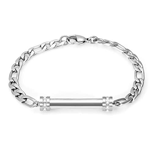 Cylinder Cremation Bracelet for Ashes Urn Jewelry Stainless Steel Memorial Keepsake Urn Bracelet Bangle Ashes Holder - color: Silver