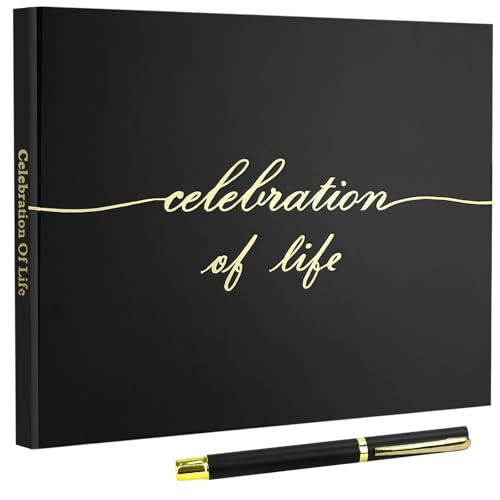 Funeral Guest Book for Memorial Service,with Memory Table Sign & 2 Pens | Celebration of Life Guest Book,Elegant Funeral Book to Sign,Black Handcover Guest Book for 240+ Guests