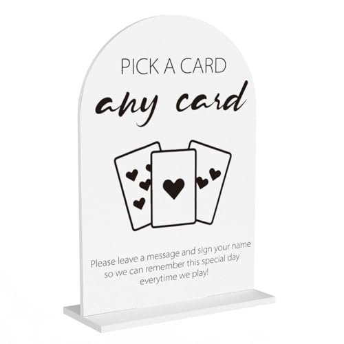 Playing Cards Guest Sign, Wedding Guest Book Desk Decor, Wedding Engagement Bridal Shower Reception Party Table Desk Acrylic Decor 7 - color: Pick A Card