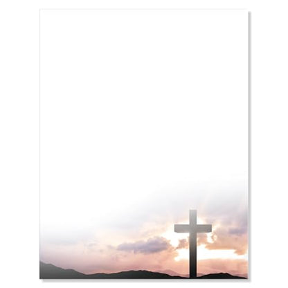 Ceiba Tree 50 Sheets Religious Stationery Letterhead Paper | Easter Decorative Printable Letter, Christian Writing Paper, Communion, Wedding, Baptism, Printing Party Invitations