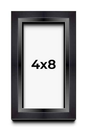 4x8 Inch Shadow Box Black Beveled Display Frame | 1.5 Inches Deep | 1 Inch Wide Moulding | Includes Shatter Resistant Acrylic Plexiglas, Acid-Free Backing and Hanging Hardware - size: 4x8