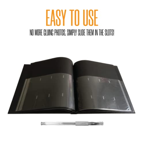 2x6 Strip Album, Black Cover Black Pages, 2 Gel Pens, 10pk - color: Black, size: 10