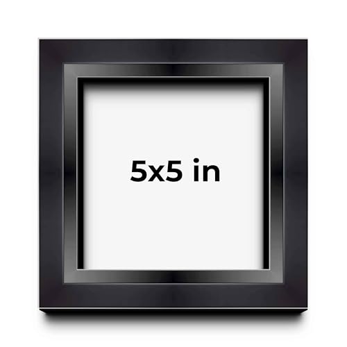 5x5 Inch Shadow Box Black Beveled Display Frame | 1.5 Inches Deep | 1 Inch Wide Moulding | Includes Shatter Resistant Acrylic Plexiglas, Acid-Free Backing and Hanging Hardware - size: 5x5