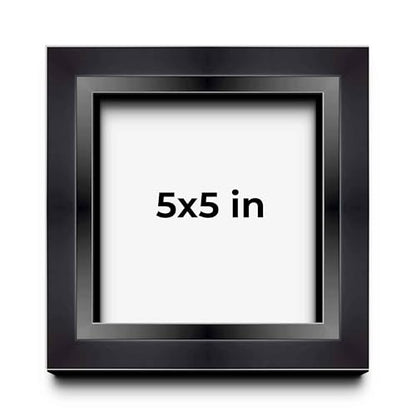 5x5 Inch Shadow Box Black Beveled Display Frame | 1.5 Inches Deep | 1 Inch Wide Moulding | Includes Shatter Resistant Acrylic Plexiglas, Acid-Free Backing and Hanging Hardware - size: 5x5
