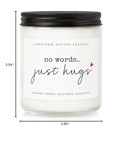 LUMELOOM Sympathy Gifts for Loss of Loved One- 9oz Lavender Scented Candle | Memorial Gifts, No Words Just Hugs, Bereavement, Grief, Think of You, Miscarriage, Get Well Candle for Women, Soy Wax