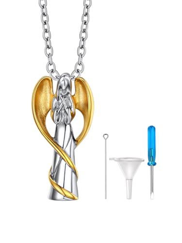 Richsteel Urn Necklaces for Ashes for Women Men Cremation Pendant | Necklace for Ashes Stainless Steel Memorial Jewelry - color: 07-Gold Virgin Mary