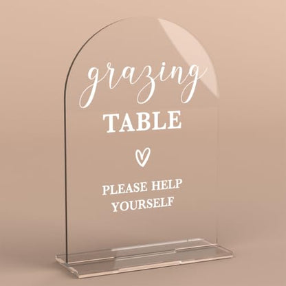 Grazing Table Sign, Grazing Table Supplies, Clear Acrylic Wedding Signs - color: Grazing Table