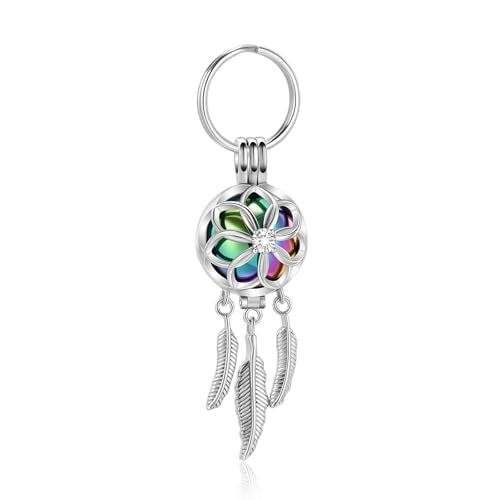 Yinplsmemory Dream Catcher urn Keychain for Ashes Women Cremation Jewelry with Ashes Keepsake Urn Keyring for Human/Pet Ashes - color: Silver-rainbow
