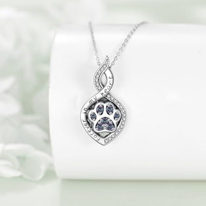 Butterfly/Dragonfly/Pet Paw/Tree of Life/Maple Leaf/Cross Urn Necklace for Ashes 925 Sterling Silver Cremation Pendant Jewelry Gifts for Women Mom - color: Paw-June