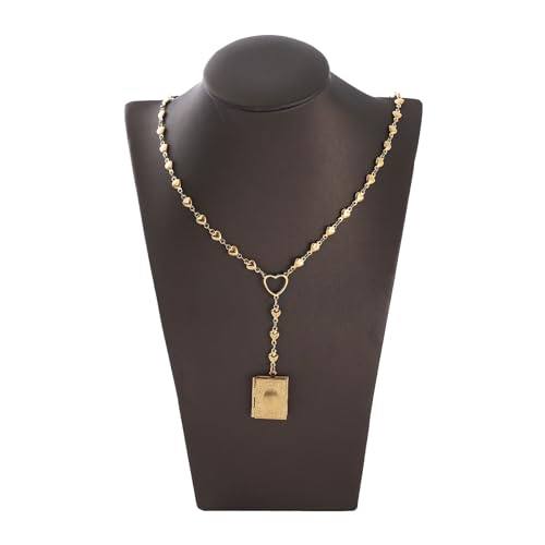 Personalized Heart Locket Necklace for Women Stainless Steel- Heart Necklace - color: Gold-H