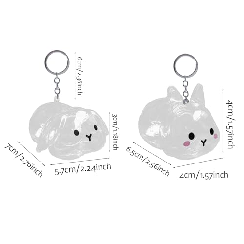 Rabbit Fur Storage Bottle - 2 Pack Rabbit Hair Storage Keychain, Transparent Memorial Pendant for Pet Keepsake, Grief Comfort Accessory
