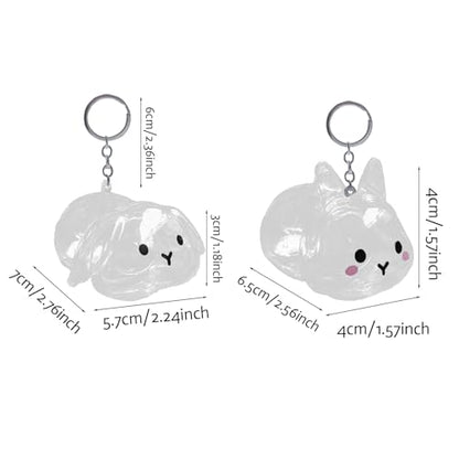 Rabbit Fur Storage Bottle - 2 Pack Rabbit Hair Storage Keychain, Transparent Memorial Pendant for Pet Keepsake, Grief Comfort Accessory