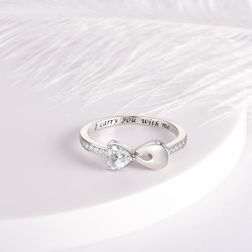 Fookduoduo Infinity Cremation Ring for Ashes - 925 Sterling Silver Cremation Urn Jewelry I Carry You with me Memorial Keepsake Locket Rings for Human/Pet Ash - style: write CZ
