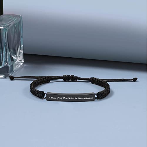 RIPFEVURN 3 Pack Cremation Jewelry Urn Bracelet for Ashes for Women Men Adjustable Memorial Keepsake Bangle Rope Braided Bracelet - color: Black-4pcs