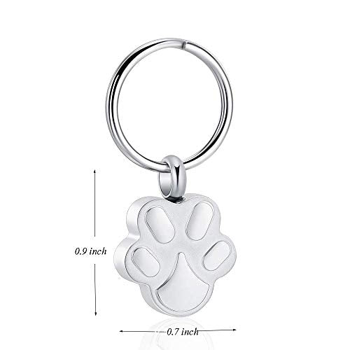Dog Cat Paw Print Cremation Jewelry Pet Urn Necklace for Ashes Animal's Ashes Pendant Memorial Keepsake Jewelry - color: keyring
