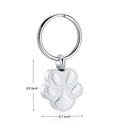 Dog Cat Paw Print Cremation Jewelry Pet Urn Necklace for Ashes Animal's Ashes Pendant Memorial Keepsake Jewelry - color: keyring