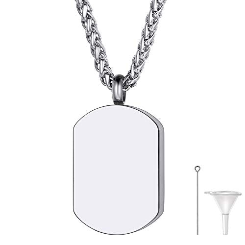 Richsteel Urn Necklaces for Ashes for Women Men Cremation Pendant | Necklace for Ashes Dog/Cross Stainless Steel Memorial Jewelry - color: 03-Steel Dog Tag