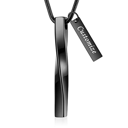 abooxiu Cremation Jewelry for Ashes Twist Ashes Necklace Urn Necklace for Ashes Cremation Necklace Stainless Steel Urn Pendant Memorial Keepsake for Women Men - color: Black, style: Engraving