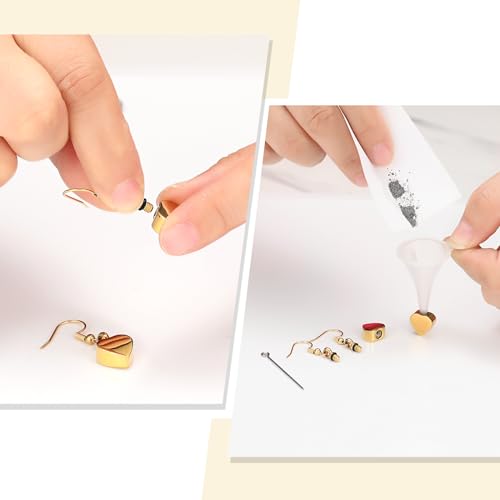 Heart Cremation Earring for Women Keepsake Memorial Urn Jewelry For Ashes - color: A-Gold