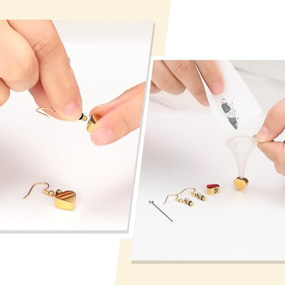 Heart Cremation Earring for Women Keepsake Memorial Urn Jewelry For Ashes - color: A-Gold